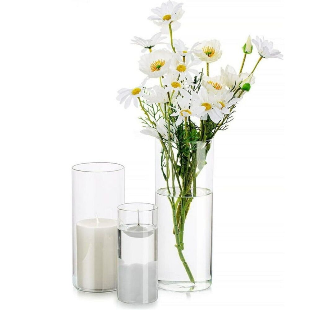 Set of 3 Hurricane Candle Holders/Vases NEW